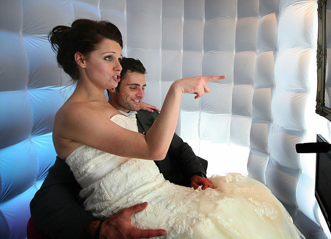 Bride and Groom in photo booth